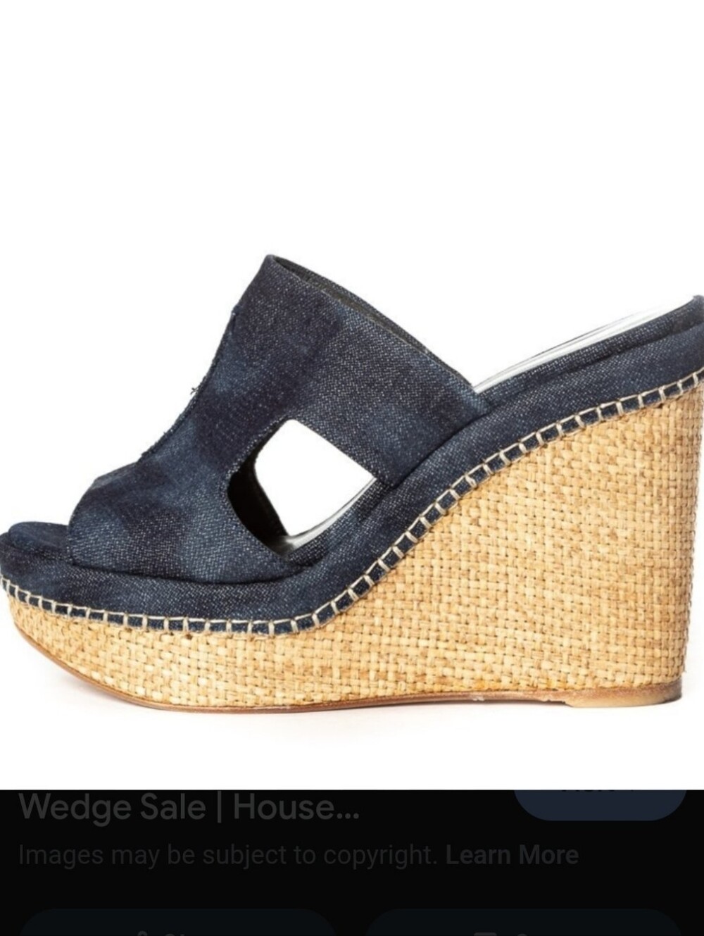 Stuart Weitzman Denim Open-Toe Platform Mules 4" Wedge Espadrilles